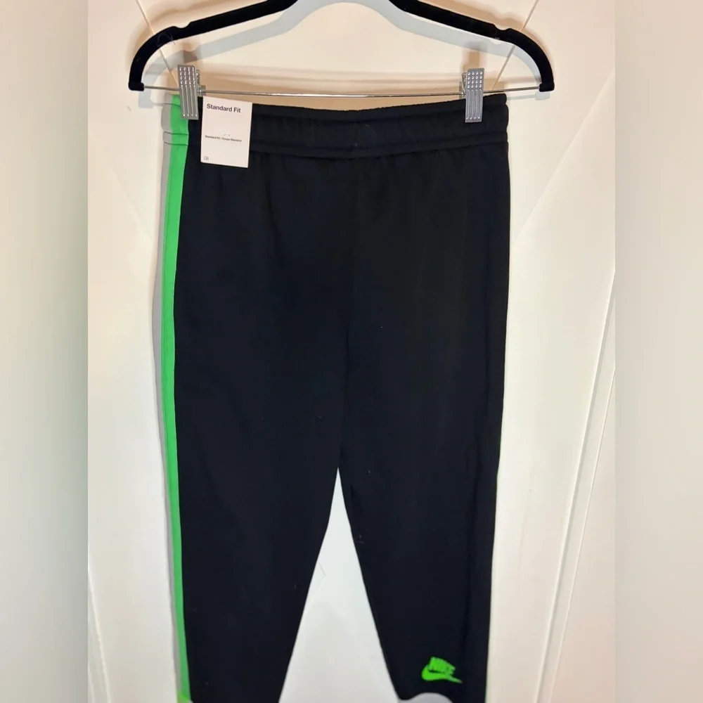 Nike Kids Black and Gray Joggers with Green Accents Size XL NWT